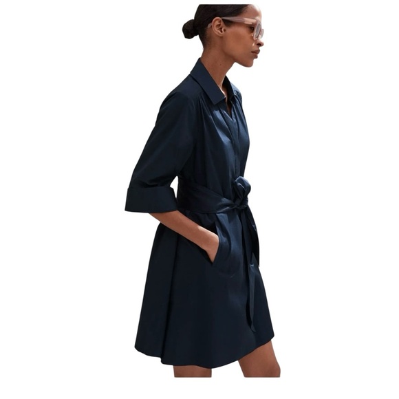 ME+EM NWT Belted Cotton Poplin Swing Dress in Navy Eclipse 14 - Picture 7 of 16